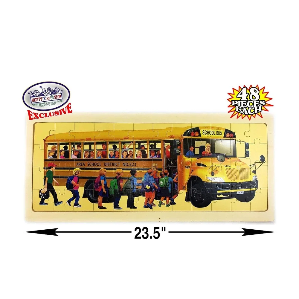 Matty's Toy Stop‎ Wooden Puzzles Gift Set Bundle 3 Pack Fire Truck Train Bus